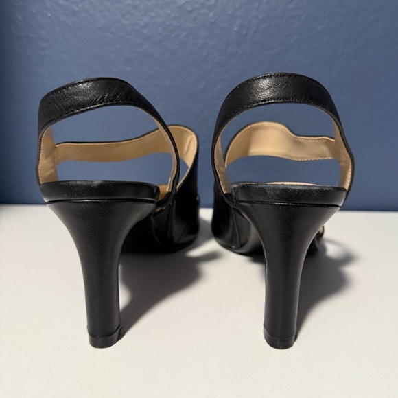 Calvin Klein Latin Pointed Toe Black Slingback Asymmetrical Strap Pumps - Picture 5 of 9